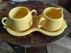 Vintage Fiestaware Sunflower Yellow Cream and Sugar Set with Tray, No Lid