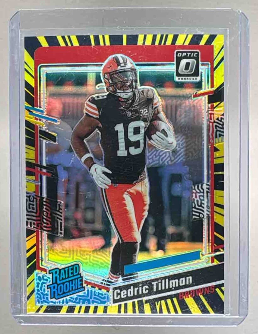 Cedric Tillman 2023 Donruss Optic #224 Electricity Prizm RC Rated Rookie /69