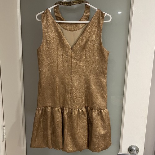 Twelfth Street by Cynthia Vincent Gold Drop Waist Dress Size Small - Picture 2 of 13