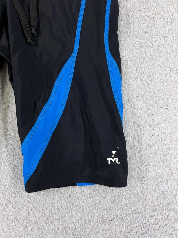TYR Shorts Adult 30 Black Blue Jammer Polyester Blend Spandex Compression - Image 2 of 4