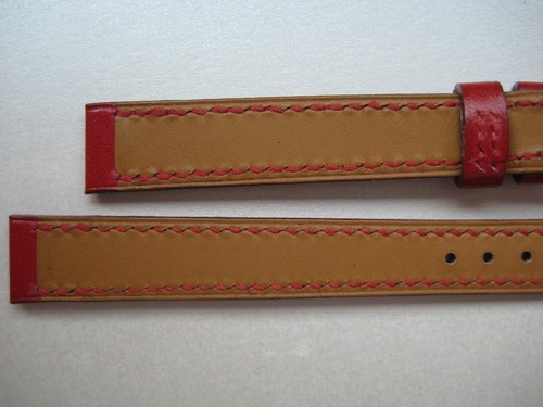 GENUINE Hermes WATCH STRAP BAND RED SMOOTH CALFSKIN LEATHER 12 mm x 10 mm NEW - Picture 8 of 10