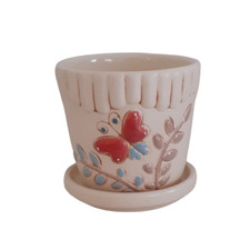 Vaso da fiori porcellana con sottovaso Decorazione floreale dipinta a mano Ø8 cm