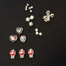 Love Hearts Interlocking Beads Findings - Love Valentine Silver Red