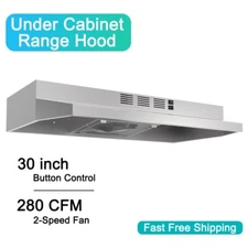 30in Kitchen Under Cabinet Range Hood 280CFM Convertible Stainless Steel LED New