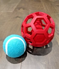 Dog Toys - Dog Balls - JW Pet Hol-ee Dog Toy Puzzle 4.5" & A  Blue Tennis Ball