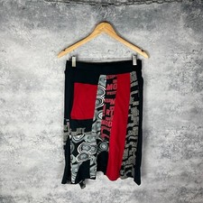 Desigual Patchwork Skirt L Black Red Typographic Print Y2K Festival Style