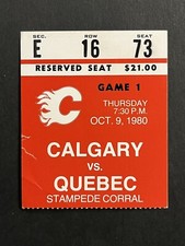 1980-81 CALGARY FLAMES INAUGURAL 1st EVER NHL GAME TICKET v QUEBEC STASTNY DEBUT