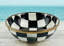 MacKenzie Childs Courtly Check Enamel Relish Dish Bowl 4.5" Diameter Brand New