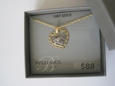 BRILLIANCE 10 KT Yellow Gold Love Heart On Gold Filled Chain