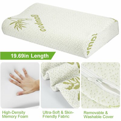 Bamboo Sleeping Orthopedic Memory Foam Pillow Contour Cervical Neck Support