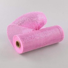 Deluxe Foil Deco Mesh Pink with Metallic Pink - 10 Inches x 10 Yards