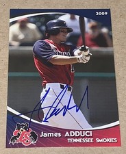Jim James Adduci SIGNED 2009 Tennessee Smokies Team Card Chicago Cubs RC Auto