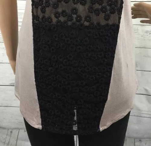 Erin Kleinberg Tank Top XS Gray Black Lace Back Sexy Semi-Sheer Casual Shirt - Picture 11 of 12