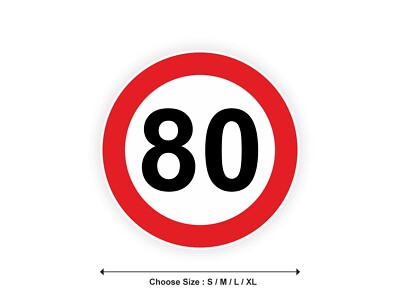 Aufkleber Schild GESCHWINDIGKEITSBEGRENZUNG 80 km/h Straße 7cm(S) - 20cm(XL) Sticker