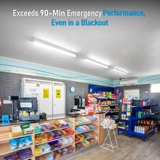 4ft 3CCT Commercial LED Linear Strip Light with Emergency Battery Backup