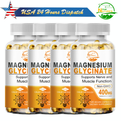 Magnesium Glycinate + Vitamin D3 B6 120 Capsules - Muscle Energy,Sleep Support