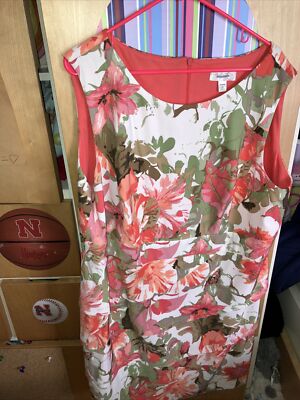 Women's Dress Barn Size 22 Sleeveless, Lined, Floral, Ruffle Dress