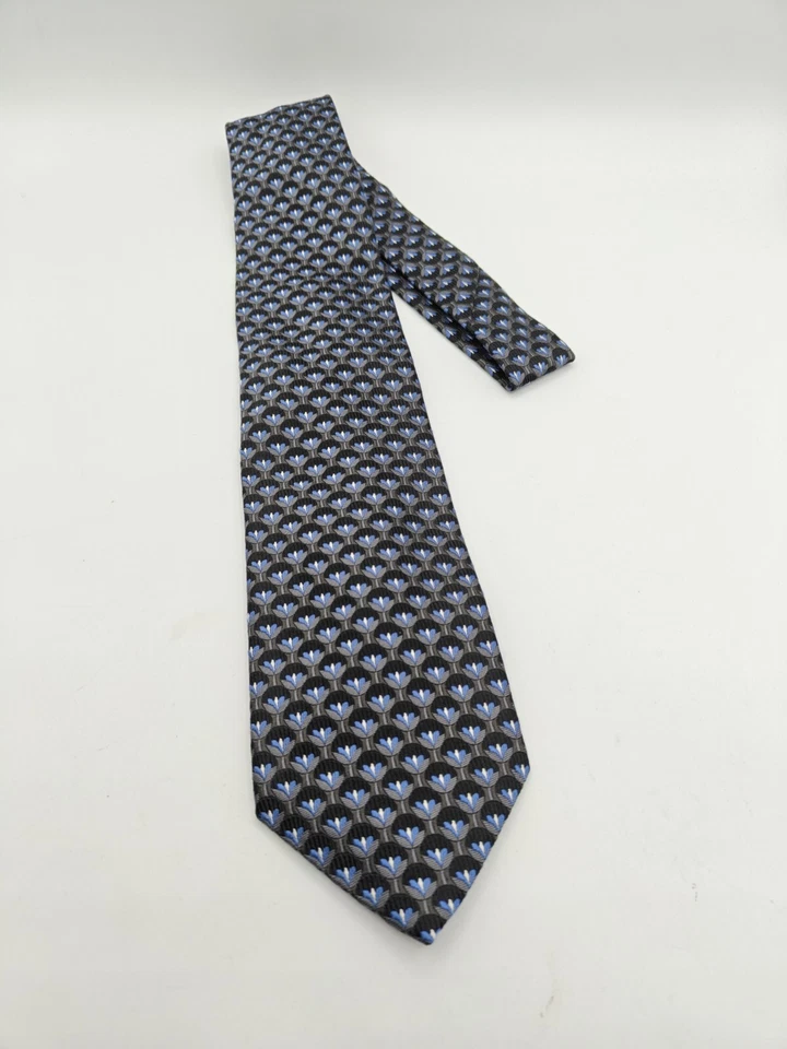 🇺🇲 Corbata de Seda JZ Richards Para Hombres Gris Azul Floral Hecha en EE. UU. 59x3 5/8  Foto 4 de 4
