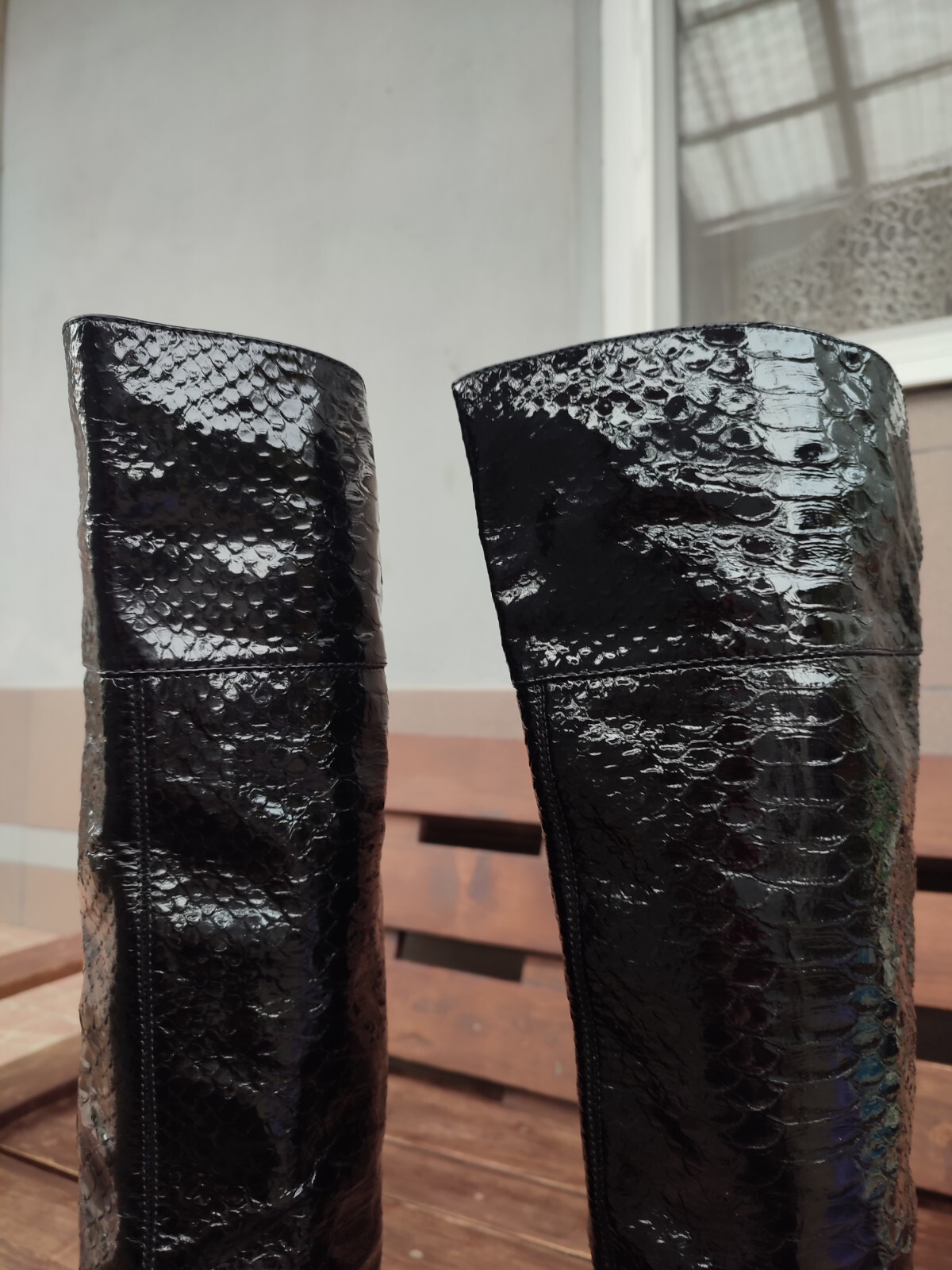 3500$ Sergio Rossi Black Knee High Python Patent … - image 8