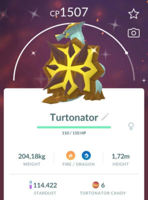 Pokémon - Shiny Turtonator - P T C - 80k stardust - Please see description