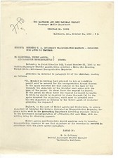 1943 B&O Baltimore and Ohio Railroad Memo, RE: Honoring US Government Requests