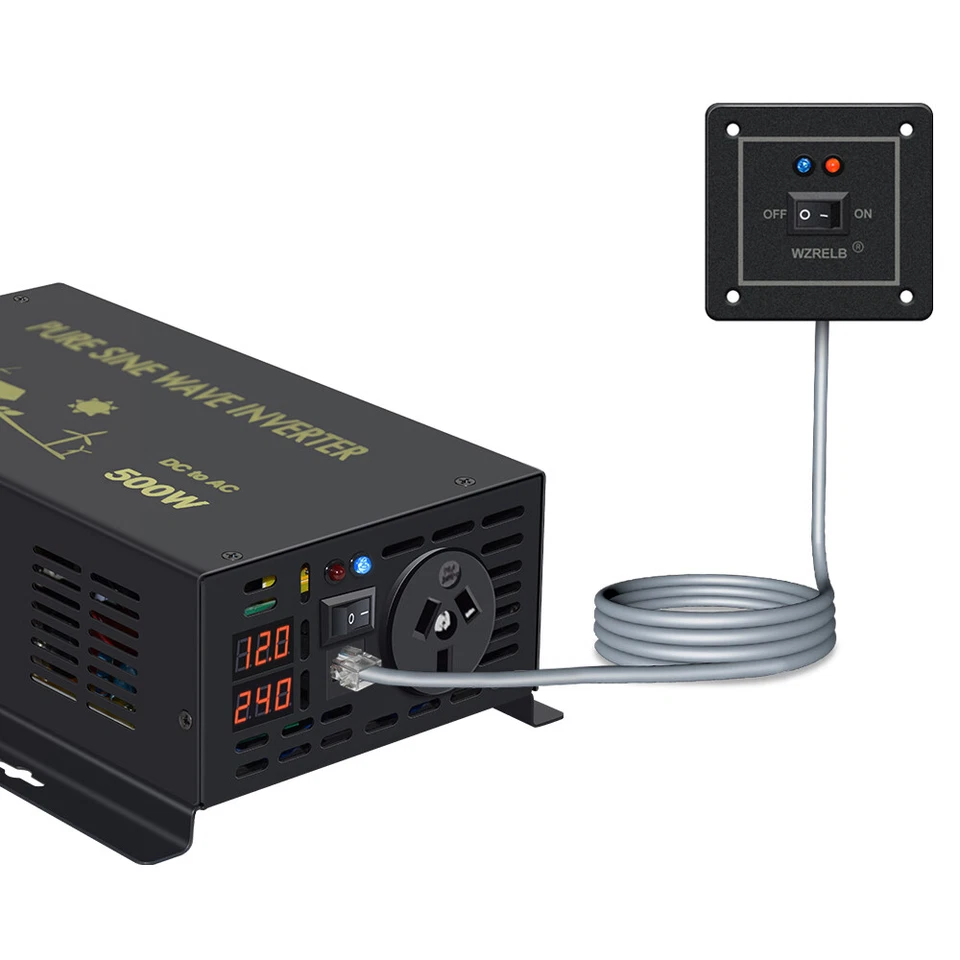 500W Power Pure Sine Wave Inverter 12V 24V 240V DC to AC Converter Solar Boat RV - image 2 of 4