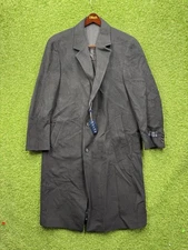 Lauren Ralph Lauren Trench Coat Mens 46L Black Lambswool Cashmere Blend Wool NEW