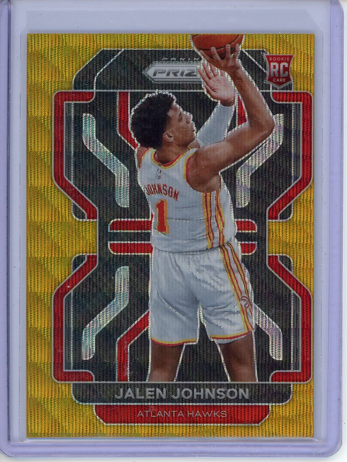 2021-22 Panini Prizm Jalen Johnson #305 Gold Wave Prizm Rookie RC 02/10 Hawks