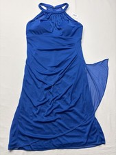 David's Bridal Women's Horizon Crinkle Chiffon Dress Royal Blue 8 Sleeveless