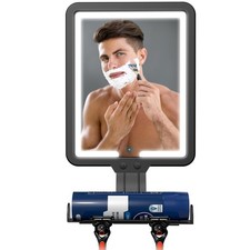 Fogless Lighted Shower Mirror for Shaving - Heated, Large 9.5"x7", 3 Color Modes