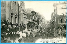 CPA : Carnaval de Menton - 1908 - Char de S. M. Carnaval XXXIV / 1908