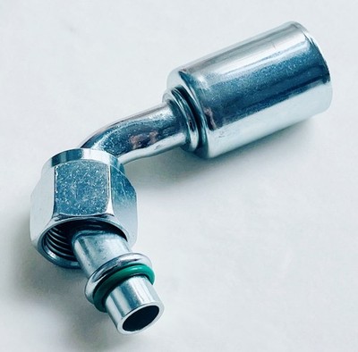 90 Degree A/C Fitting Steel Female #8 Nut O-Ring, Beadlock Crimp #8 Hose 35S1322