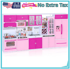 Kitchen Playset for Girls, Play Kitchen Toys for Dolls with Realistic Lights  S
