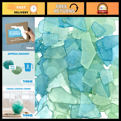 25oz Frosted Aqua & Mint Sea Glass Pieces for Crafts, Decor, DIY Art & Jewelry