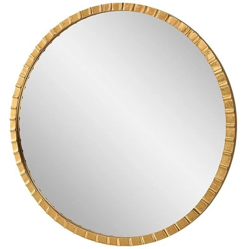 Uttermost Dandridge Round Contemporary Iron and MDF Mirror in Gold - Picture 2 of 7