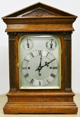 Antike W & H geschnitzte Eiche Triple Fusee Westminster Glockenspiel musikalische Halterung Uhr