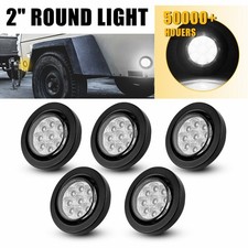 2" 5x Round 9 White LED Clearance Marker Light W/ Black Grommet For Truck UTV
