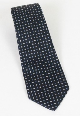 NWOT E. Marinella 7 Fold Black w/Blue & Silver Accents 100% Silk Tie 3.5 x 57