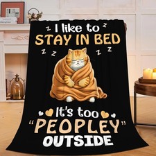 Funny Cat Throw Blanket for Women Girls Soft Plush Fleece Kitten Gifts