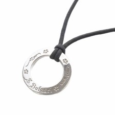 BVLGARI Save The Children Ring 66cm Chain 2.9x2.9cm Black Silver Jewelry