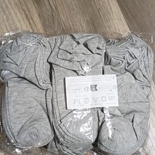30 pack Gray Unisex One Size Solid Polyester Spandex Socks