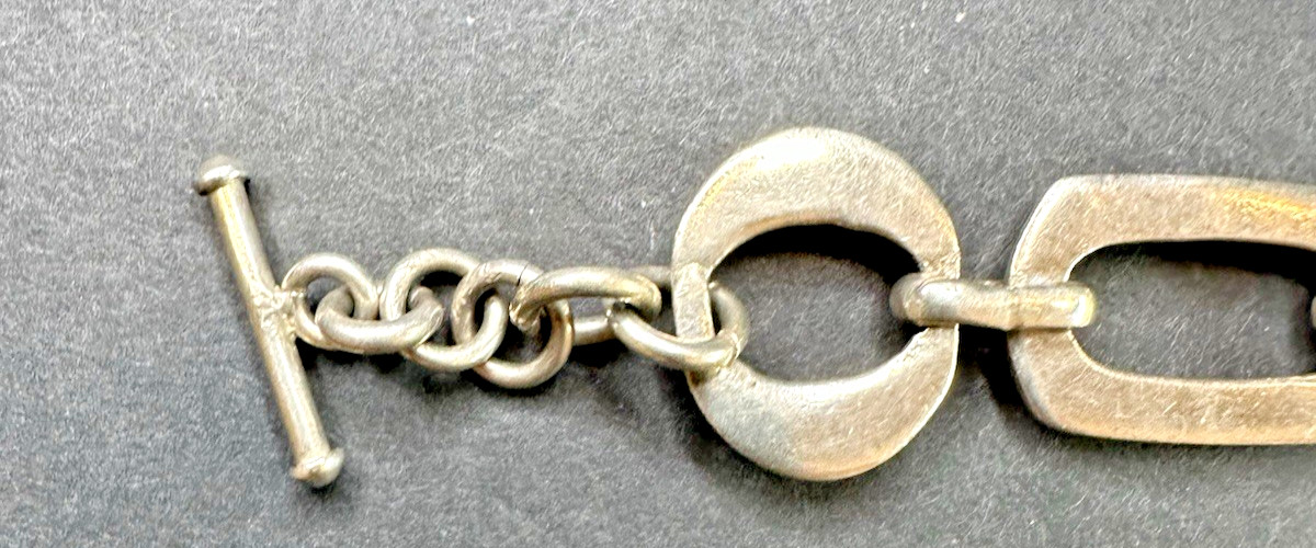 925 Sterling Silver Chunky Solid Link Shapes Togg… - image 9