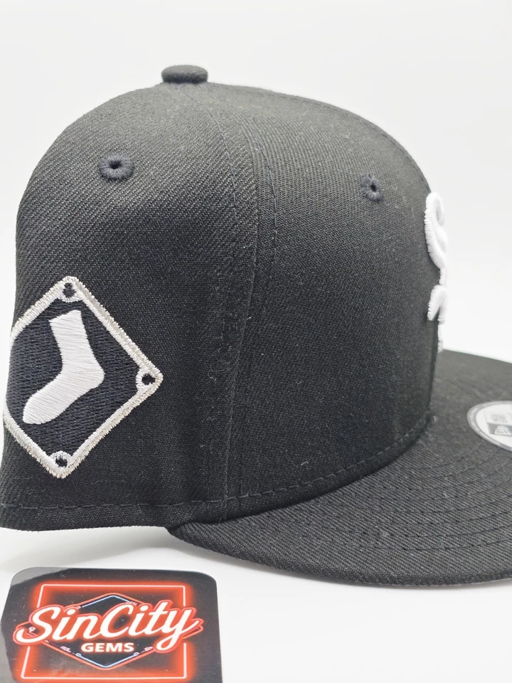 New Era Chicago White Sox Youth Black 9fifty Snapback Hat Cap - Image 2 of 4