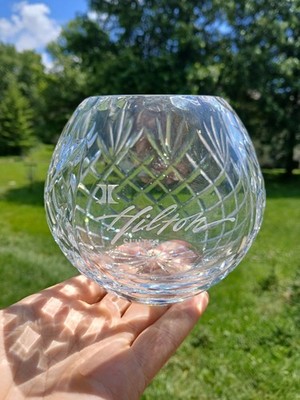 Rare Vintage HILTON SUITES Lead Crystal Bowl/Vase - Hotel Advertising