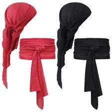 4 Pcs Pirate Costume Men Women Pirate Hat Head Scarf Sash Belt Bandana Hallow...