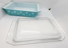 Vintage Pyrex Turquoise 575-B 2 QT. Rectangular Casserole Dish & Space Saver Lid