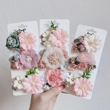 3Pcs/Set Artificial Flower Hair Clip For Kids Girls Hairpins Cute Pink Flowers B