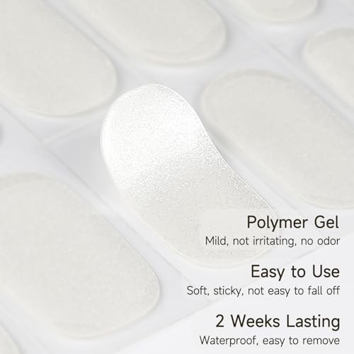 Semi Cured Gel Nail Strips, 28 Pcs Gel Nail Stickers Full Nail A38 White Galaxy - Picture 3 of 6