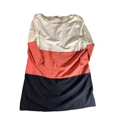 Just Fab colorblock shift dress black white salmon women's XL NWT