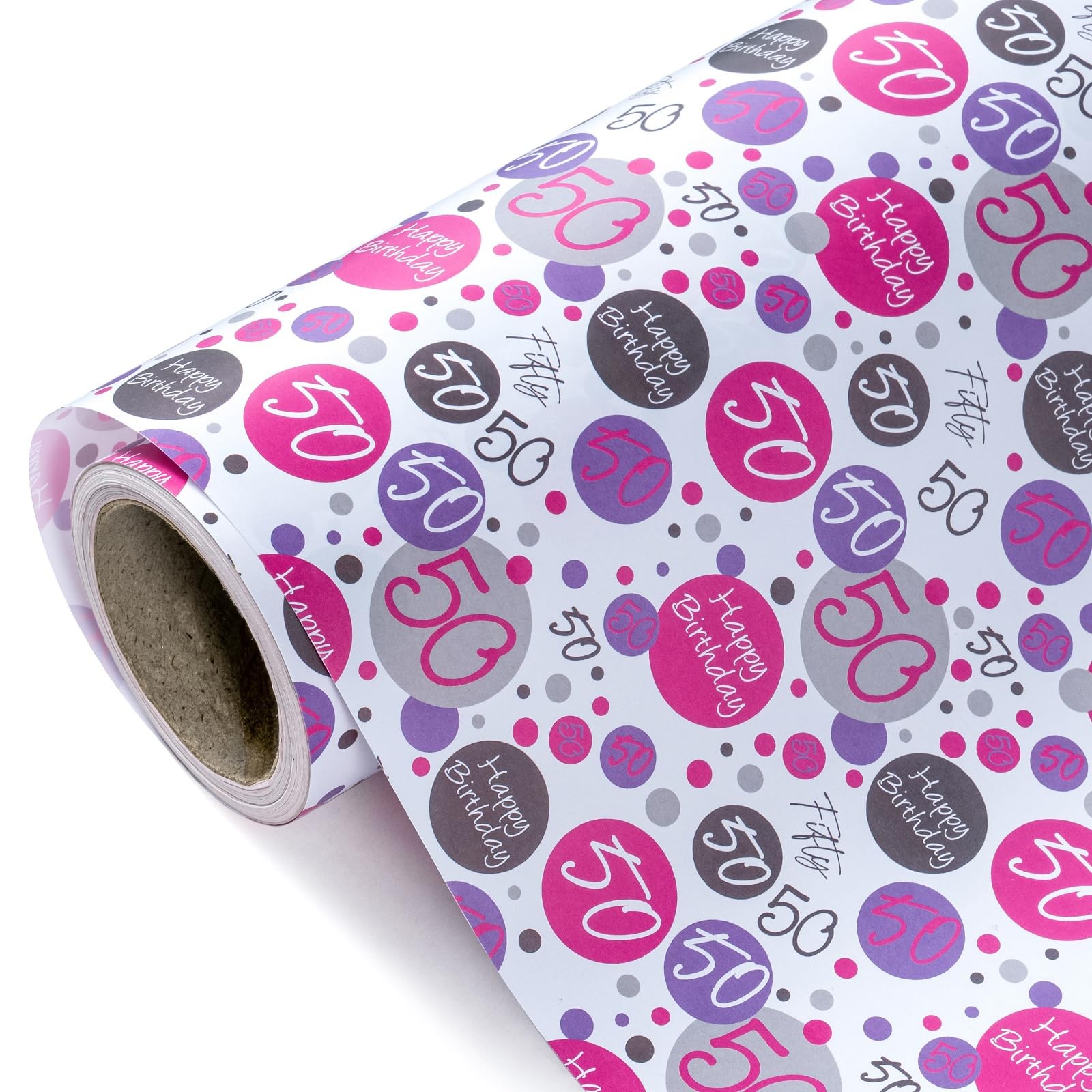 - Mini Roll - 17 Inch X 33 Feet - Pink 50th Birt...